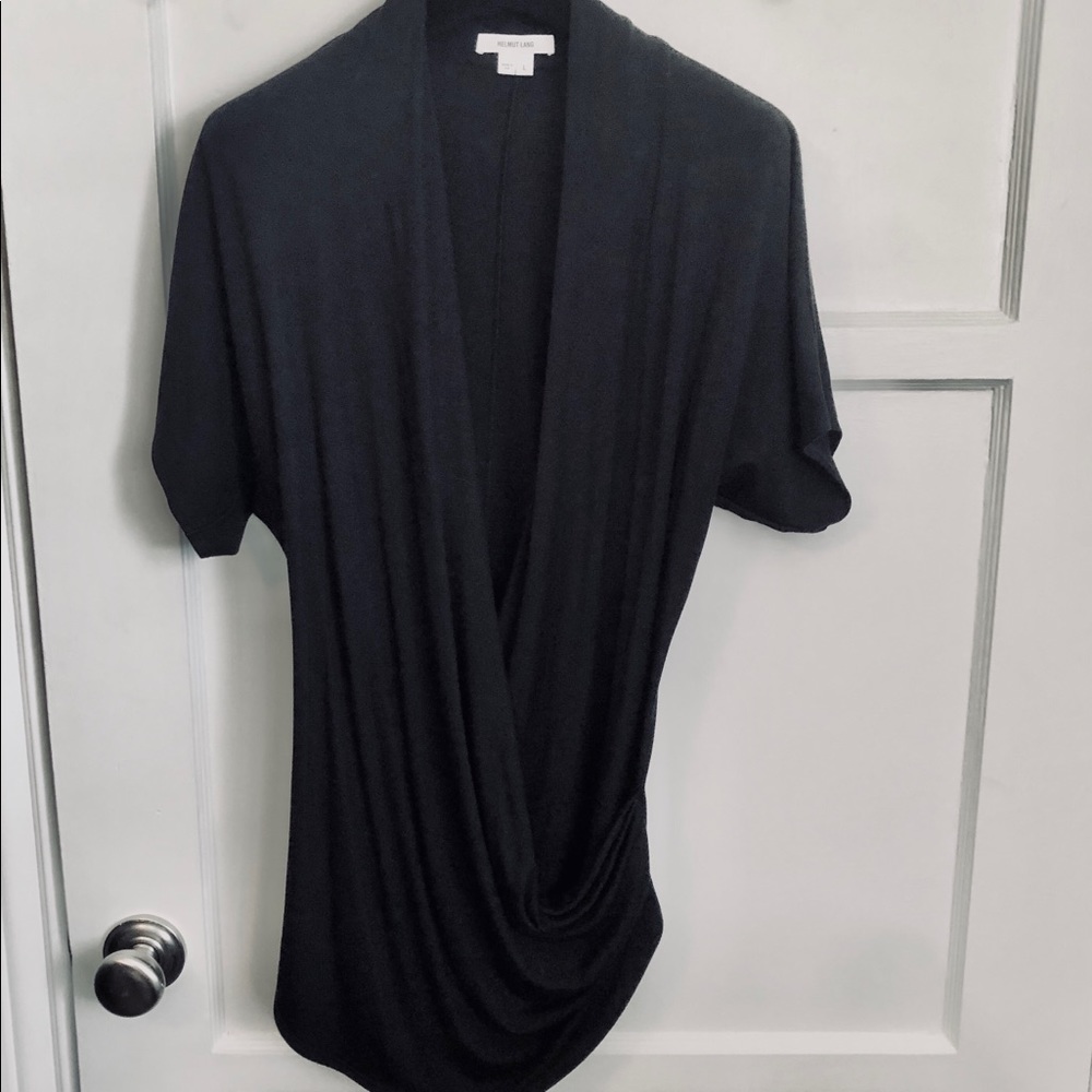 Helmut Lang Black Wrap Front Top
